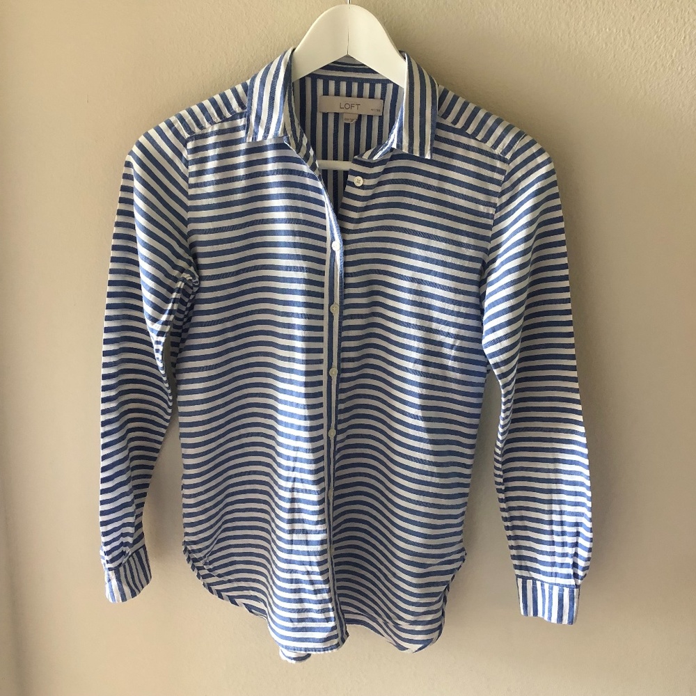 Blue and White Striped XXSP LOFT Button-Down